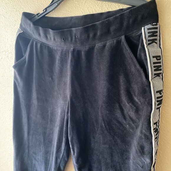 PINK VS VICTORIA'S SECRET Gym Pant Black‎ Stripe Logo Sweatpants Sweats M - Picture 5 of 11